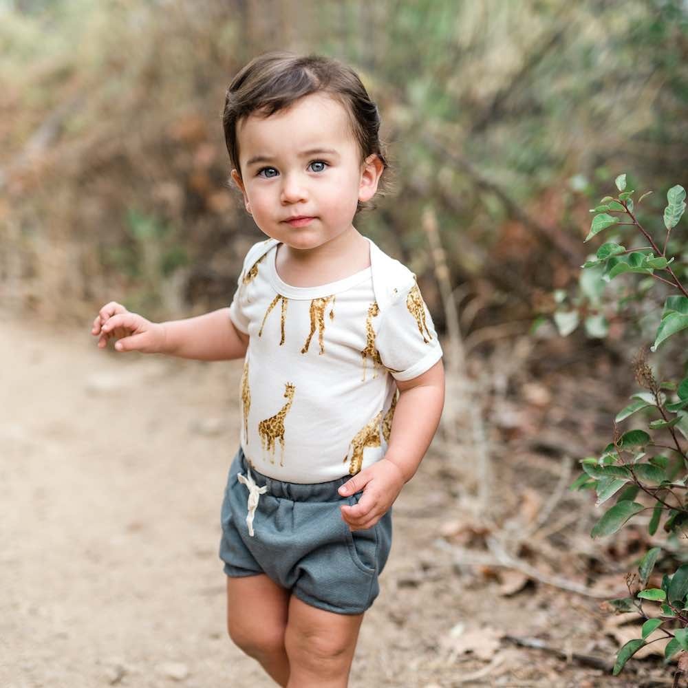 Milkbarn Kids Short Sleeve Bamboo Onesie Giraffes